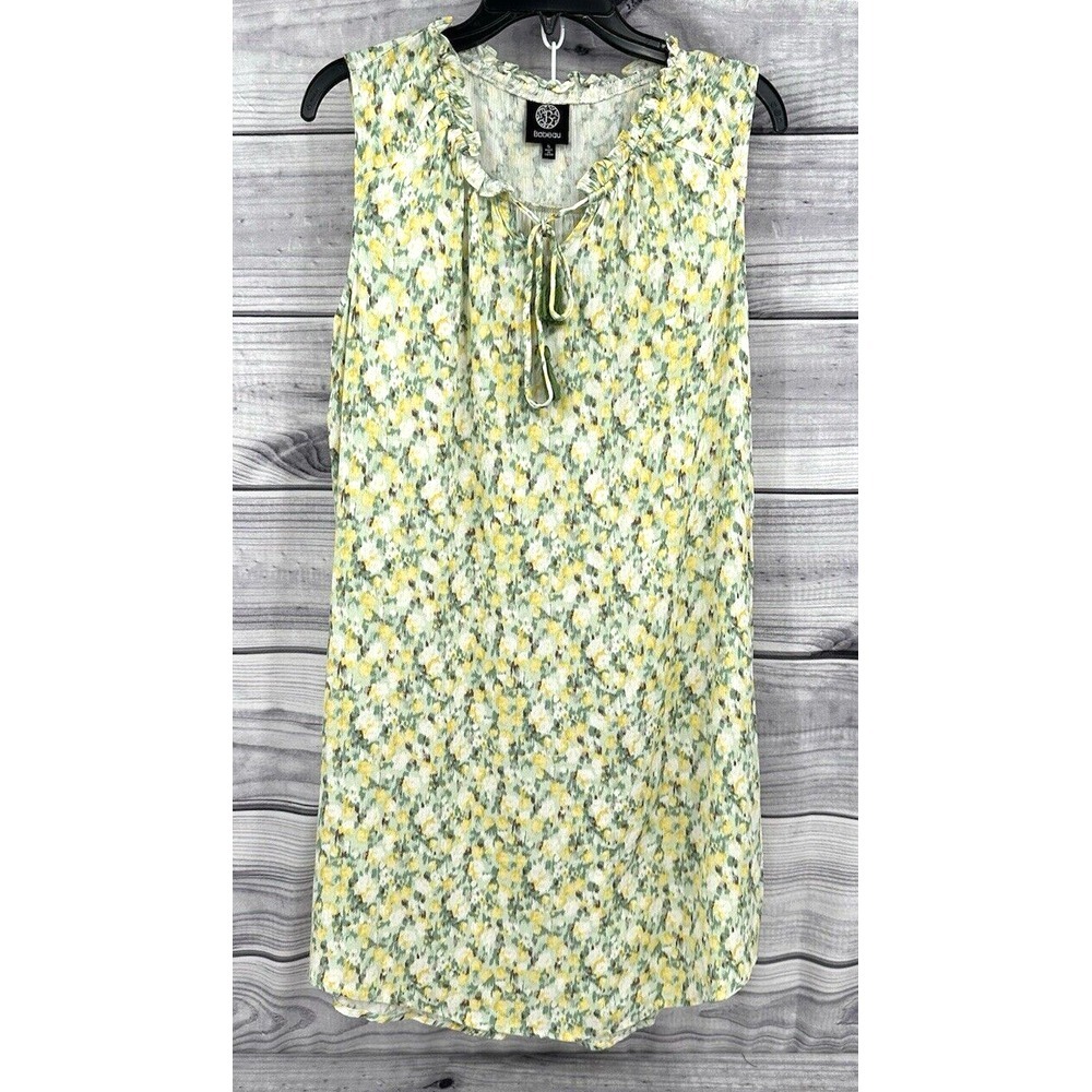 BOBEAU YELLOW FLORAL SLEEVELESS DRESS Women's Size Small